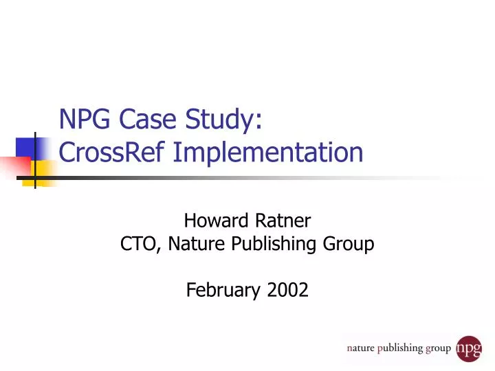 npg case study crossref implementation
