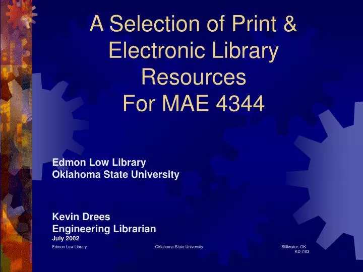 a selection of print electronic library resources for mae 4344