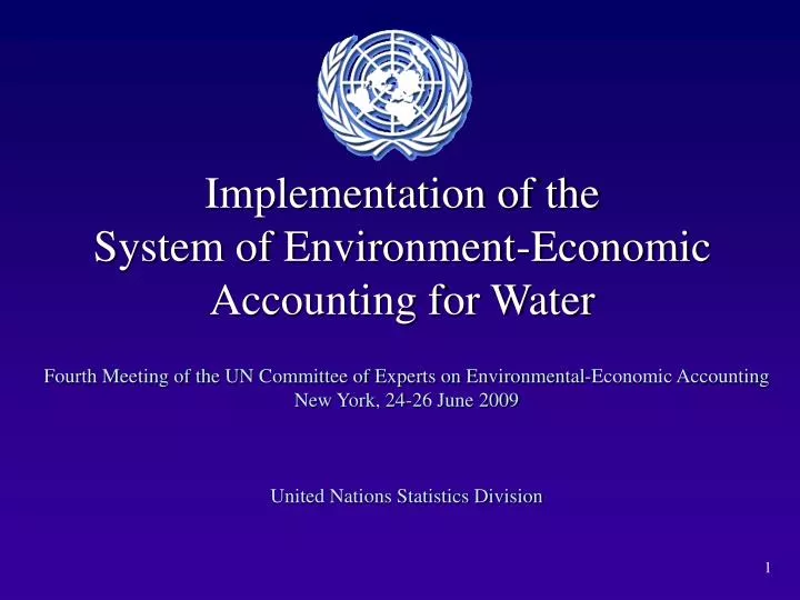implementation of the system of environment economic accounting for water