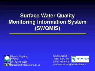 Surface Water Quality Monitoring Information System (SWQMIS)