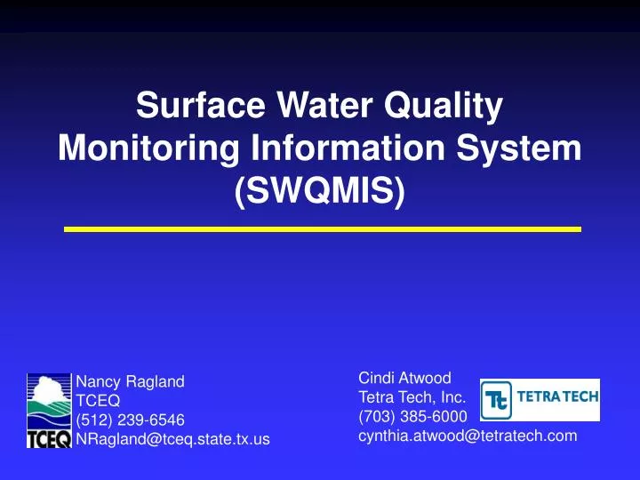 surface water quality monitoring information system swqmis