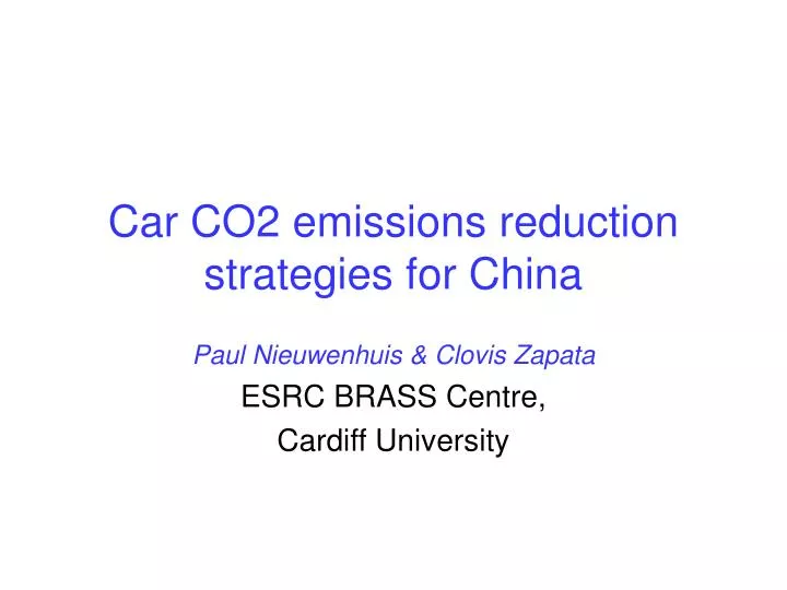 car co2 emissions reduction strategies for china