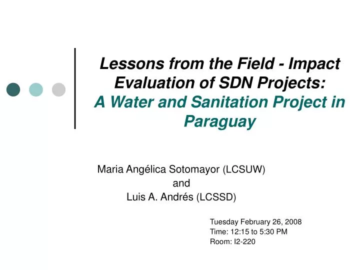 lessons from the field impact evaluation of sdn projects a water and sanitation project in paraguay
