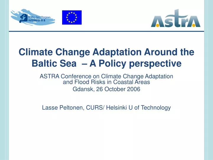 climate change adaptation around the baltic sea a policy perspective