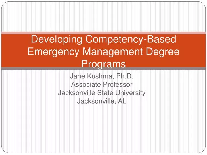 developing competency based emergency management degree programs