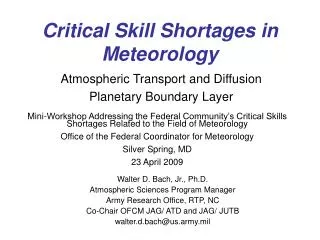 Critical Skill Shortages in Meteorology