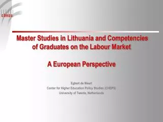 Master Studies in Lithuania and Competencies of Graduates on the Labour Market A European Perspective