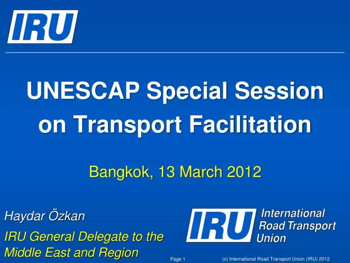 unescap special session on transport facilitation