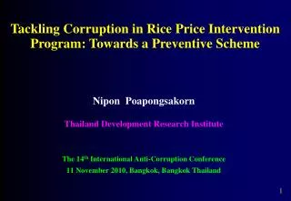Tackling Corruption in Rice Price Intervention Program: Towards a Preventive Scheme