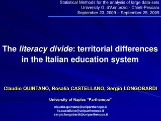 The literacy divide : territorial differences in the Italian education system