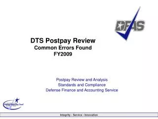 DTS Postpay Review Common Errors Found FY2009