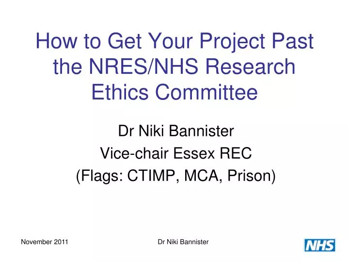 how to get your project past the nres nhs research ethics committee