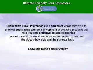 Climate Friendly Tour Operators