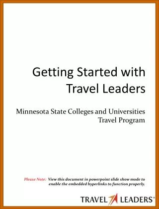 Getting Started with Travel Leaders