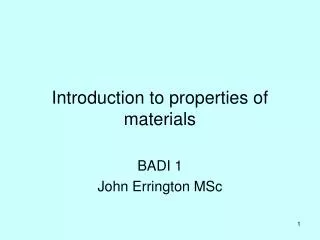 Introduction to properties of materials