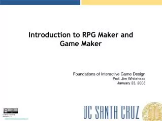 Introduction to RPG Maker and Game Maker