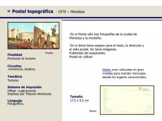 » Postal topográfica - 1970 – Mendoza