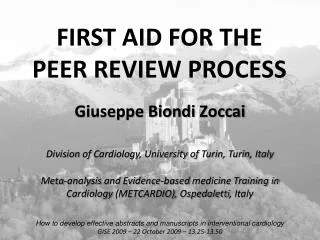 FIRST AID FOR THE PEER REVIEW PROCESS