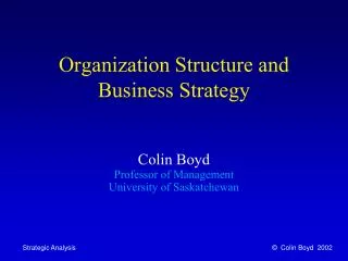 Organization Structure and Business Strategy