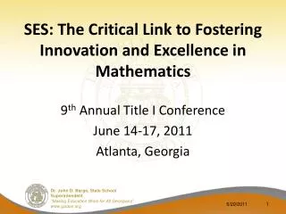 SES: The Critical Link to Fostering Innovation and Excellence in Mathematics