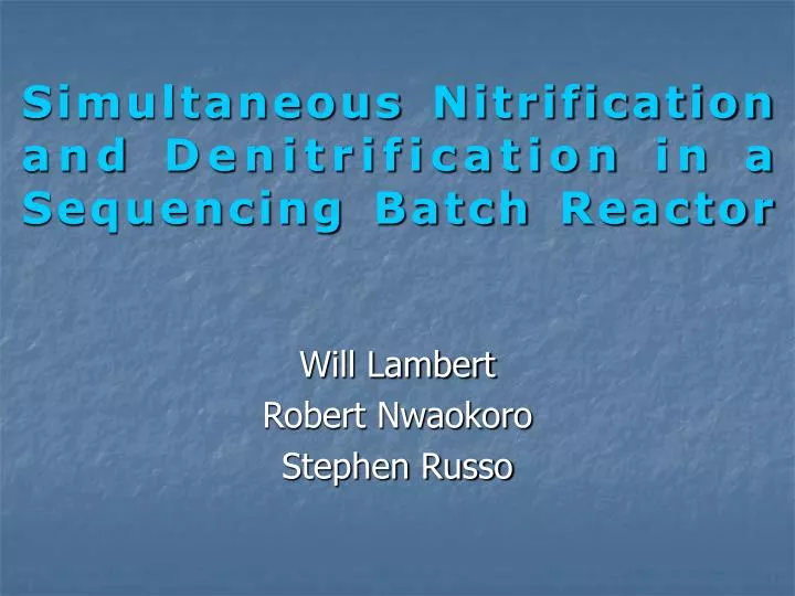 simultaneous nitrification and denitrification in a sequencing batch reactor