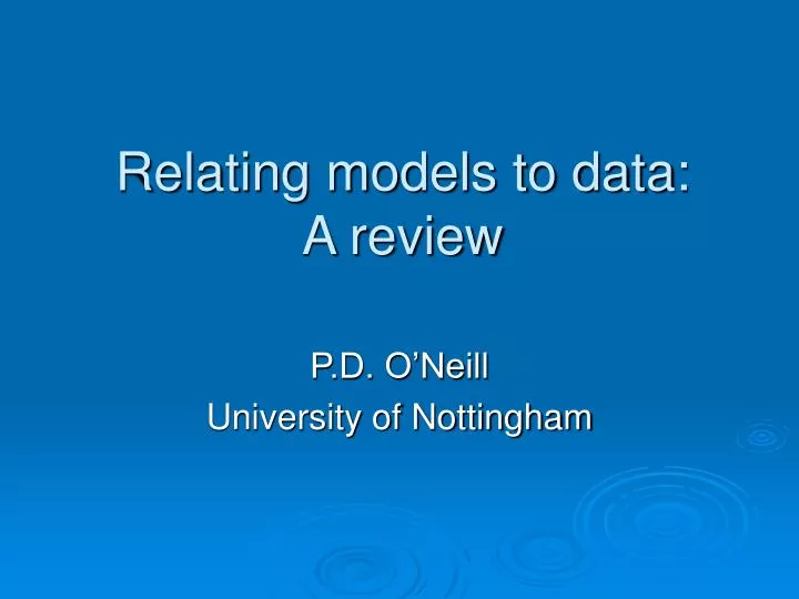 relating models to data a review