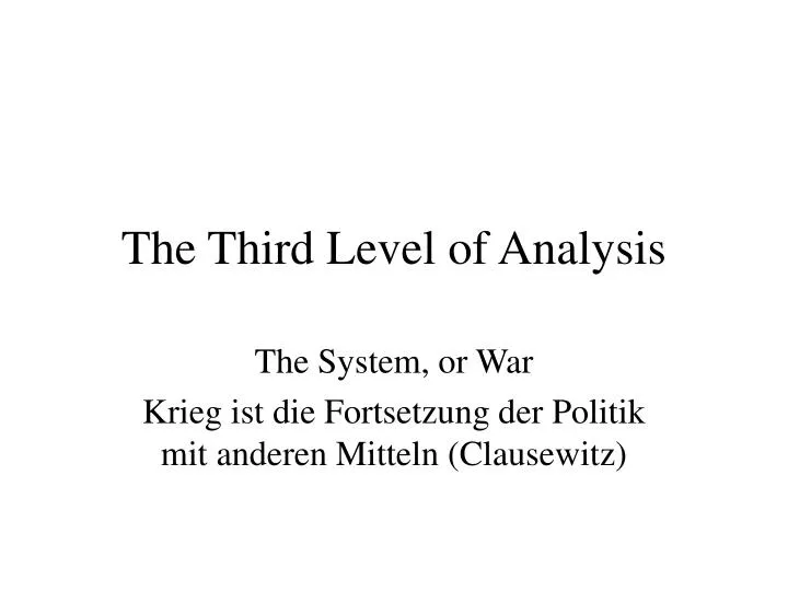 the third level of analysis
