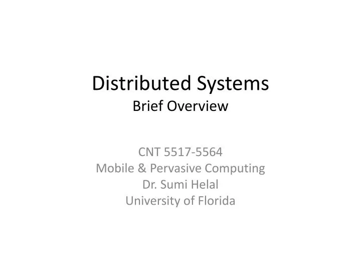 distributed systems brief overview