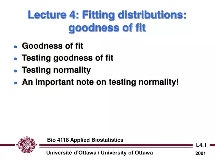 lecture 4 fitting distributions goodness of fit