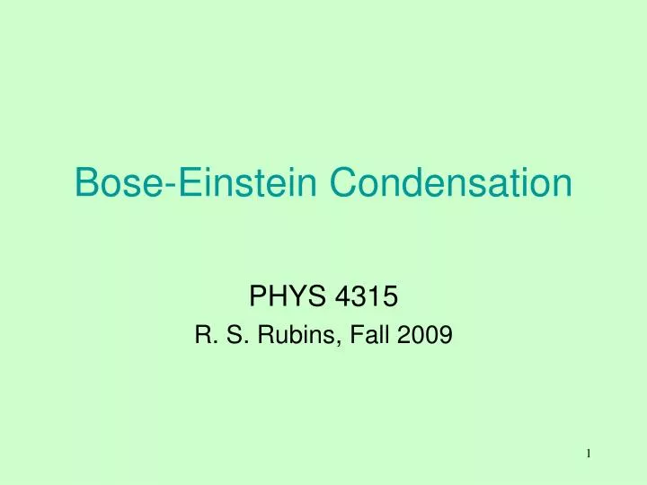 bose einstein condensation