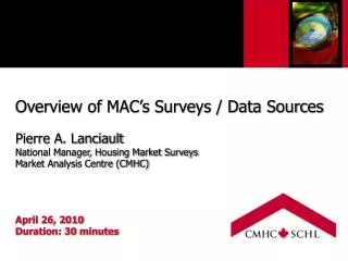 Overview of MAC’s Surveys / Data Sources