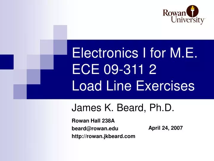 electronics i for m e ece 09 311 2 load line exercises