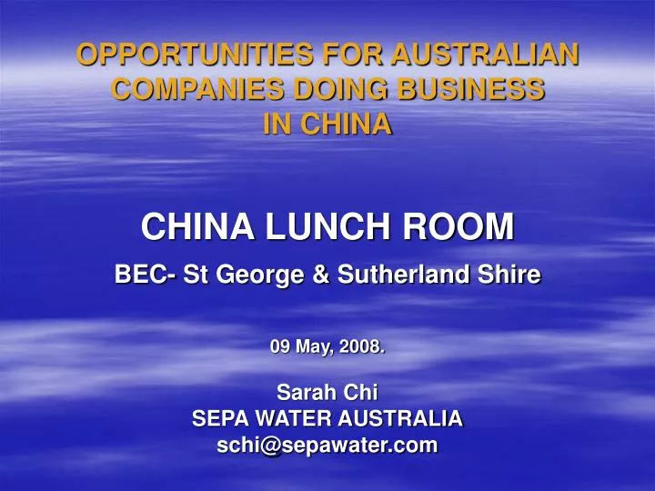 opportunities for australian companies doing business in china