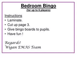 Bedroom Bingo (for up to 6 players)