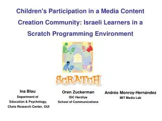 Children's Participation in a Media Content Creation Community: Israeli Learners in a Scratch Programming Environment