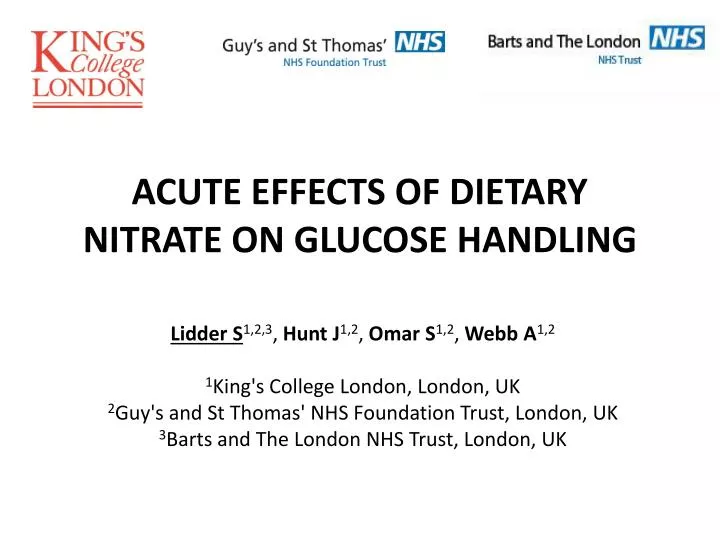 acute effects of dietary nitrate on glucose handling