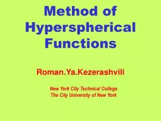 Method of Hyperspherical Functions