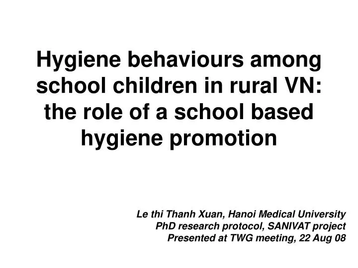 hygiene behaviours among school children in rural vn the role of a school based hygiene promotion