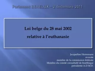 Parlement BENELUX – 2 décembre 2011