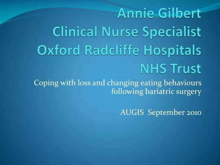 annie gilbert clinical nurse specialist oxford radcliffe hospitals nhs trust