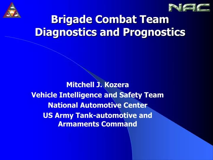brigade combat team diagnostics and prognostics