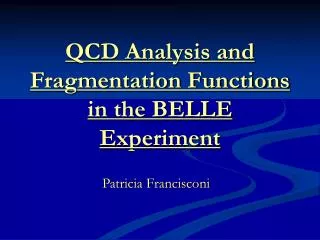 QCD Analysis and Fragmentation Functions in the BELLE Experiment