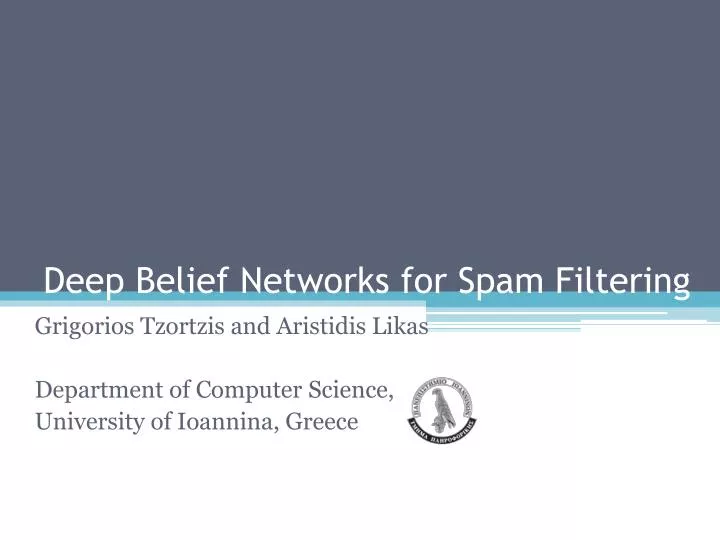 deep belief networks for spam filtering