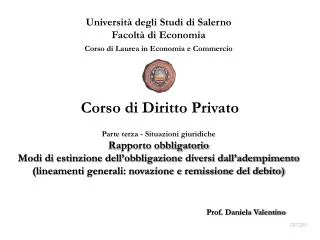 Università degli Studi di Salerno Facoltà di Economia Corso di Laurea in Economia e Commercio
