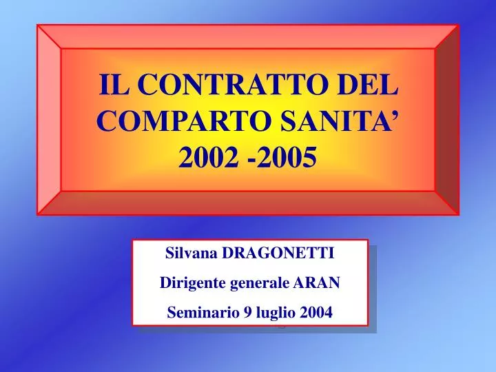 il contratto del comparto sanita 2002 2005
