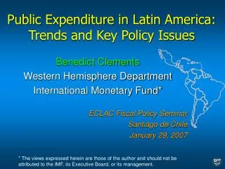 Public Expenditure in Latin America: Trends and Key Policy Issues