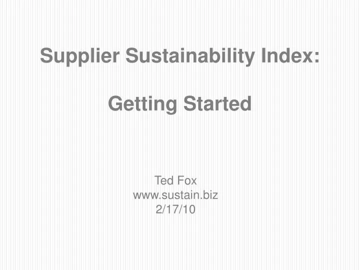 supplier sustainability index getting started