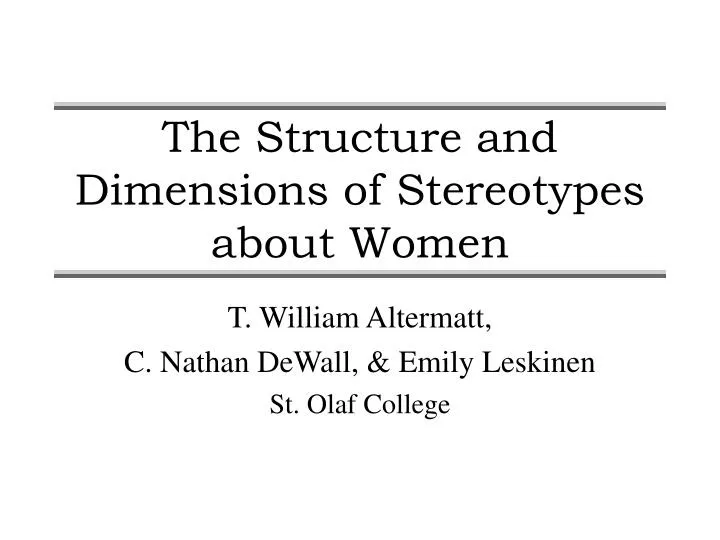 the structure and dimensions of stereotypes about women