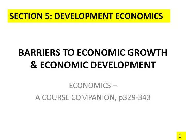 barriers to economic growth economic development