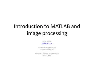 Introduction to MATLAB and image processing